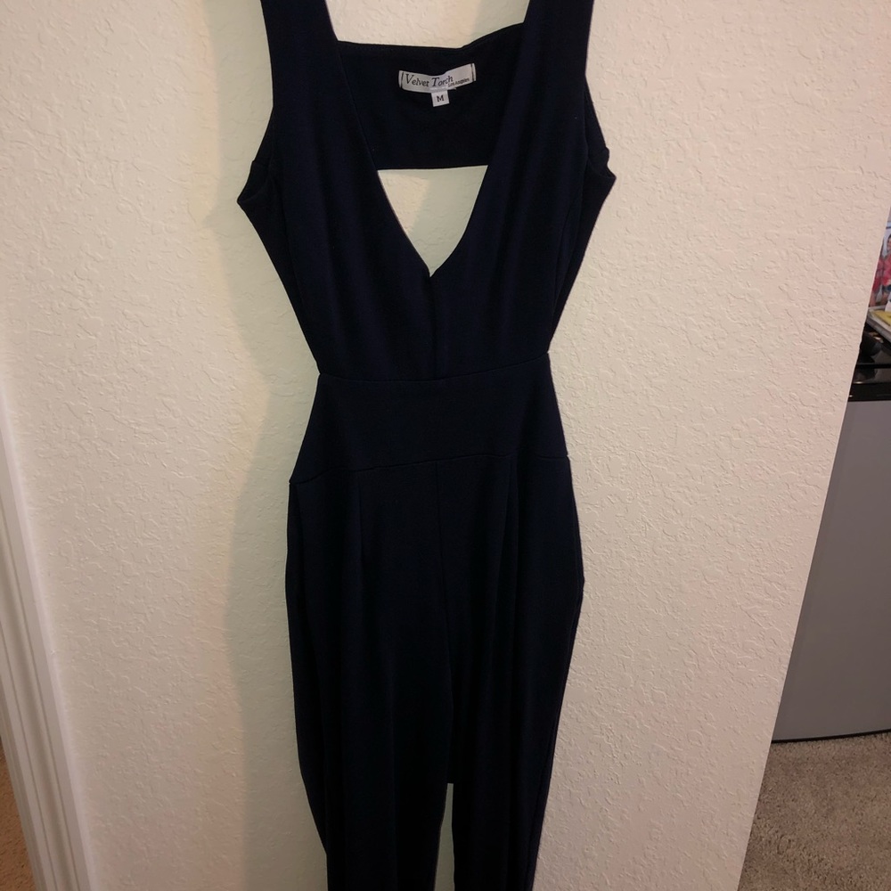 Velvet Torch LA Navy Jumpsuit with Cut-Outs